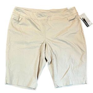 NWT Slim-Sation By Multiple Khaki Pull-on Walking Shorts 22W